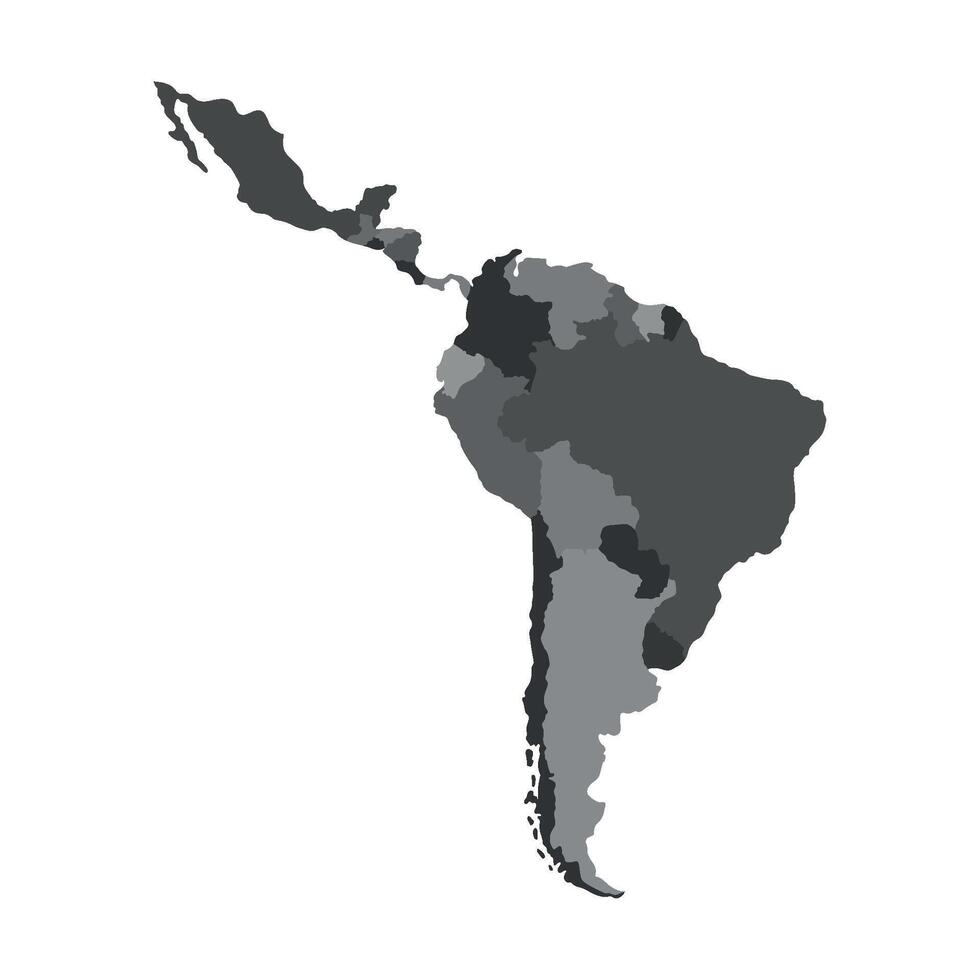 america central and south map isolated vector