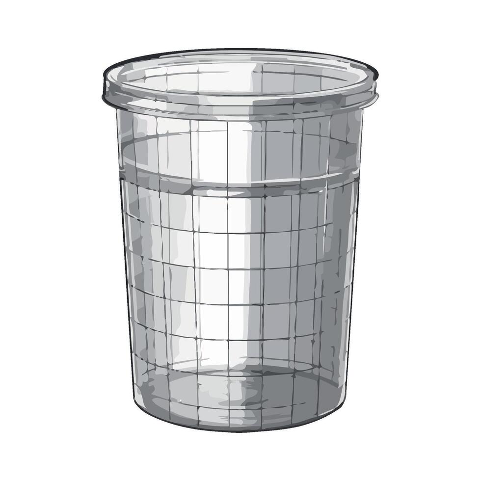 Transparent plastic basket, empty and clean design icon isolated vector