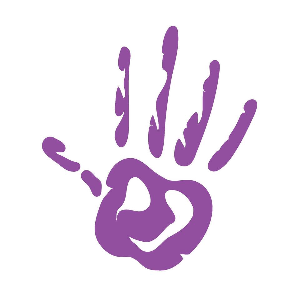 handprint paint color purple isolated vector