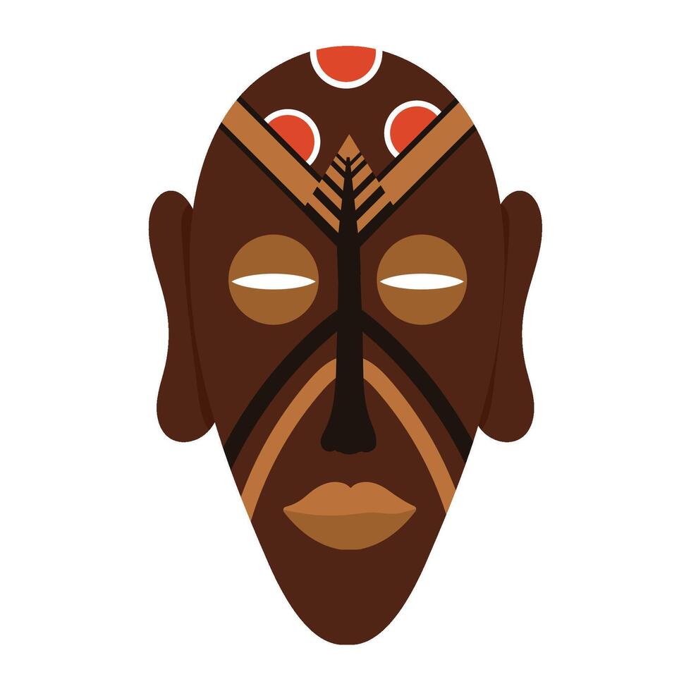 nigerian mask with brown and red details isolated vector