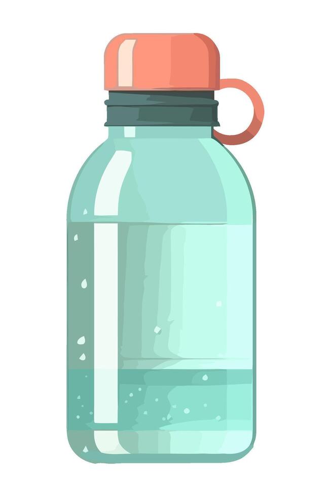 Transparent glass bottle with refreshing organic liquid icon isolated vector