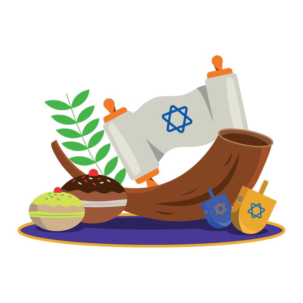 yom kippur illustration with jewish stuff isolated vector