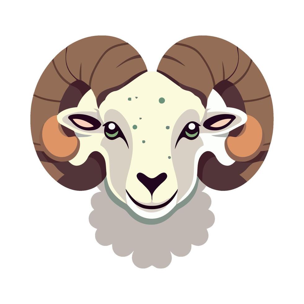 Cute cartoon ram symbolizes agriculture and livestock icon isolated vector