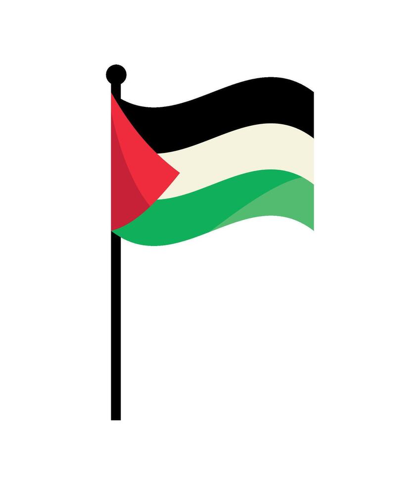 Palestine flag in pole icon vector