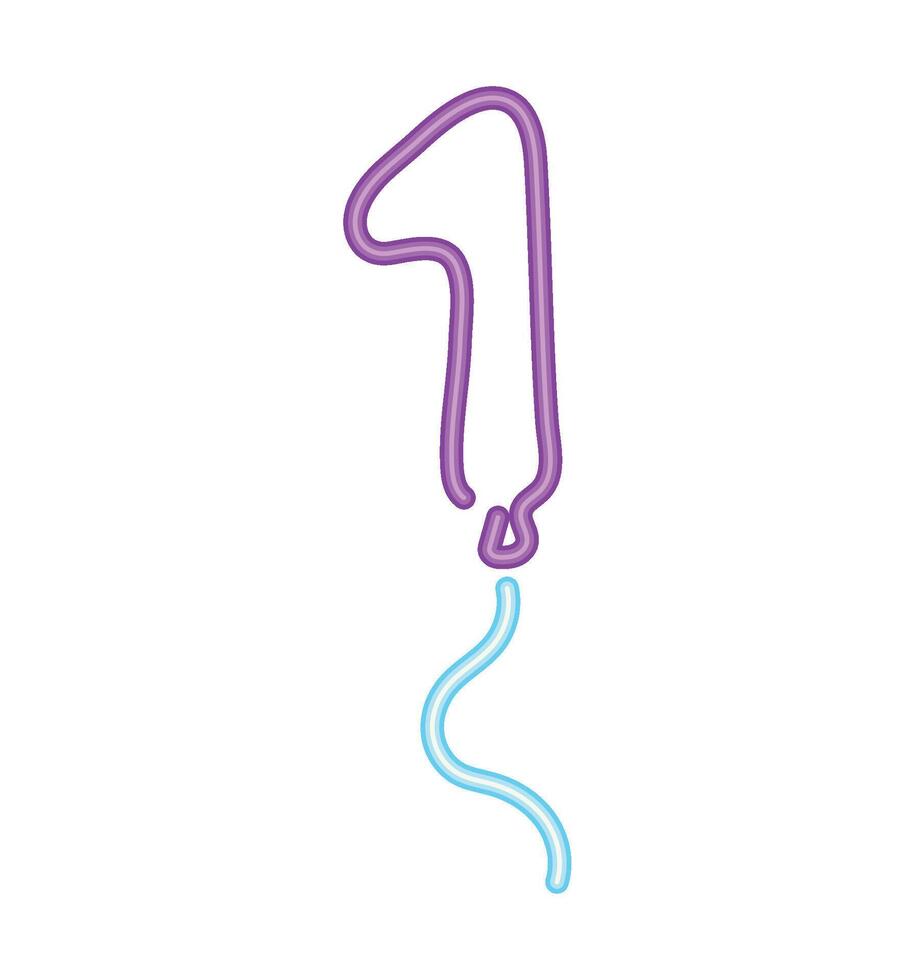 neon number 1 helium balloon isolated vector
