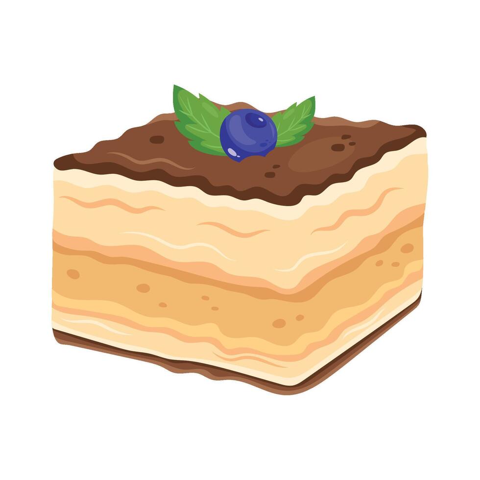 tiramisu cake tasty isolated illustration vector