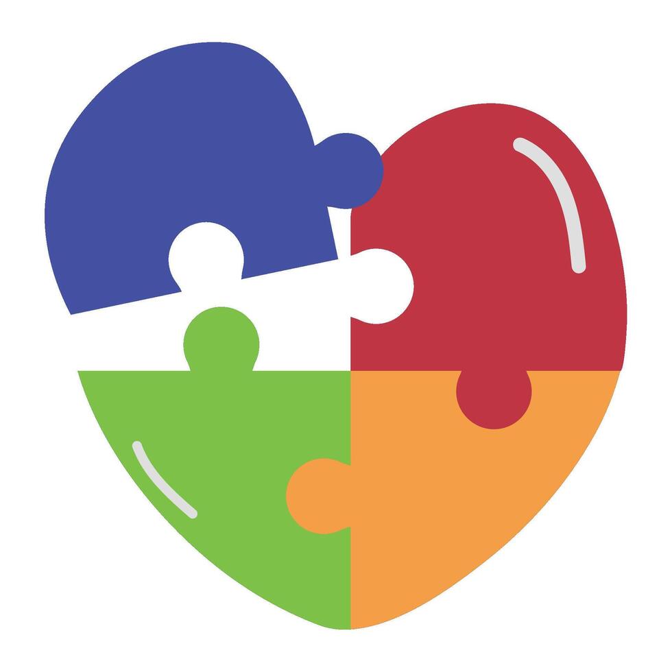 puzzle pieces in heart shape vector
