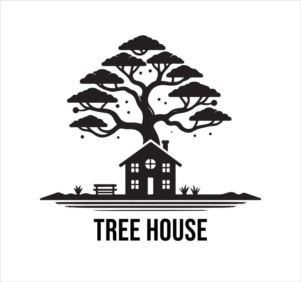 Tree house logo design illustration vector