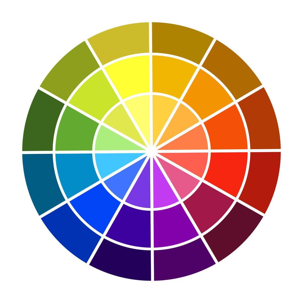 Colour wheel illustration. Shadow and light color. Base colors swatches. vector