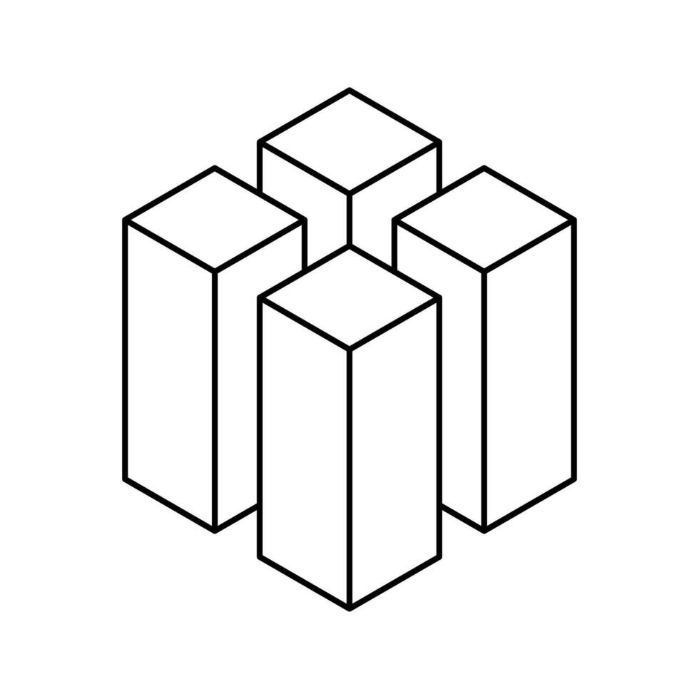 Cube logo, geometric design. Monochrome box logotype company, trendy techno emblem in isometric line style. vector