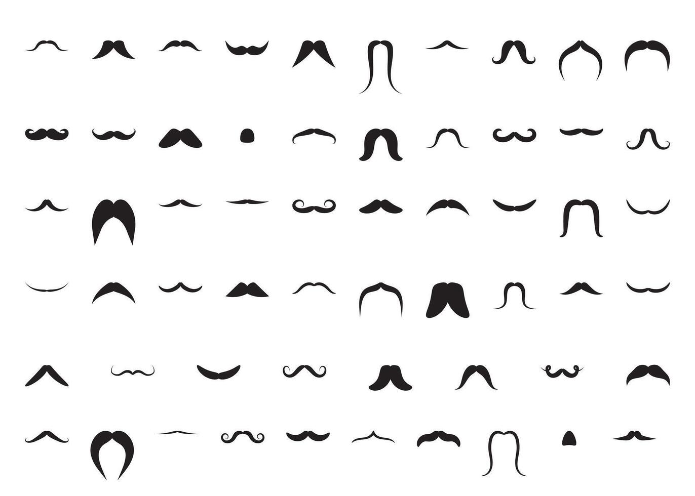 Different mustache icon set. Male symbol retro style. vector