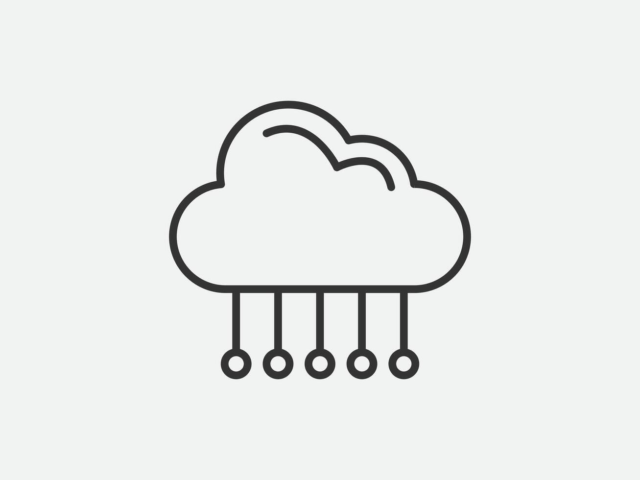 Technology icon cloud computing connection. Big data global server. Line design symbol. vector