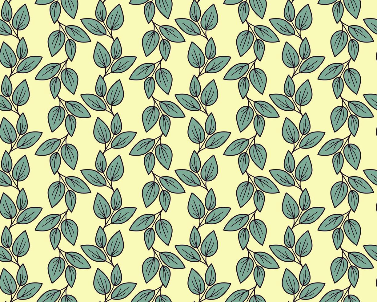Hand drawn floral pattern design. Simple ornament with plant and leaf. vector