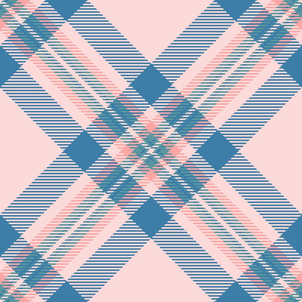 Cutout plaid check fabric, aged textile texture. Revival pattern background seamless tartan in cyan and light colors. vector