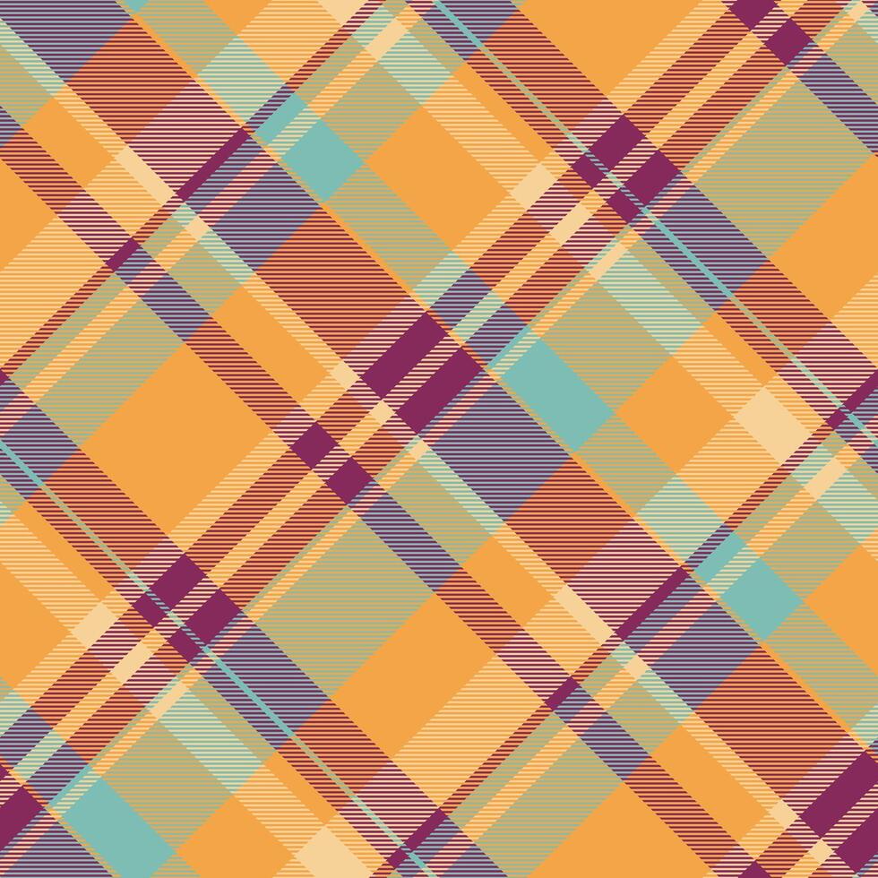 Herringbone seamless textile check, hanukkah tartan fabric pattern. Aged background texture plaid in orange and pink colors. vector
