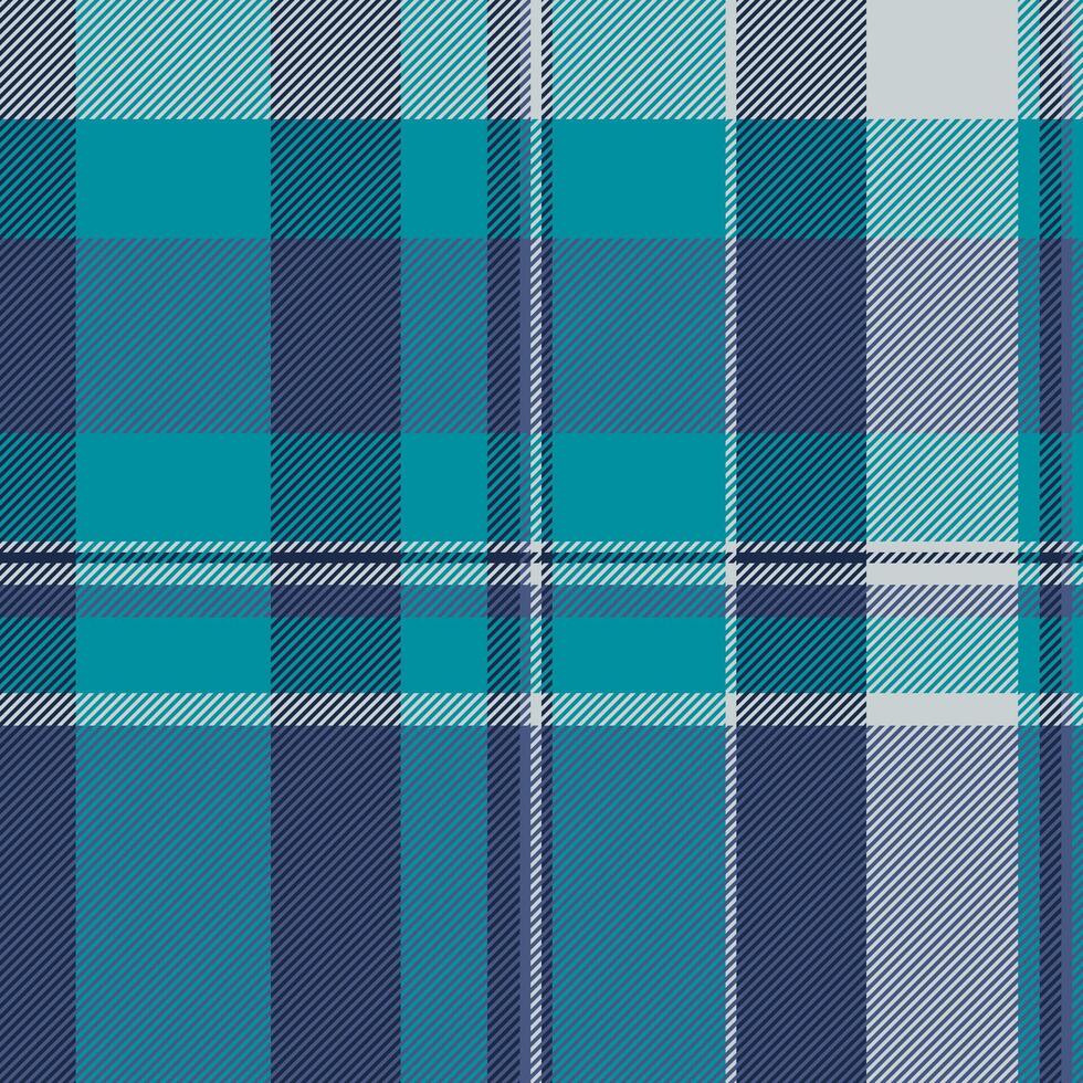Identity check tartan , scratch plaid texture background. Thread textile fabric seamless pattern in blue and cyan colors. vector