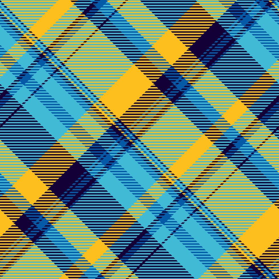 Individuality tartan texture background, november pattern check textile. Craft seamless fabric plaid in cyan and amber colors. vector