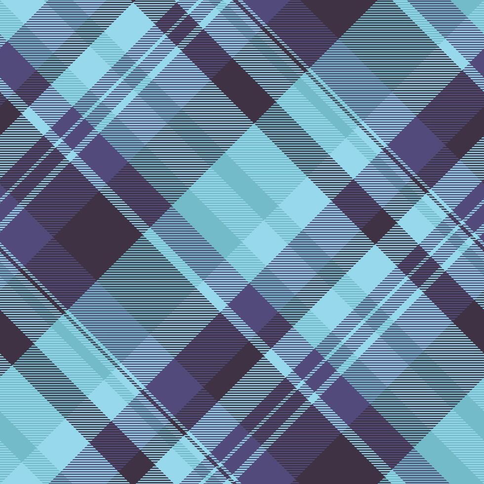 Sensual check texture, expensive tartan fabric plaid. Checkered background textile pattern seamless in cyan and indigo colors. vector
