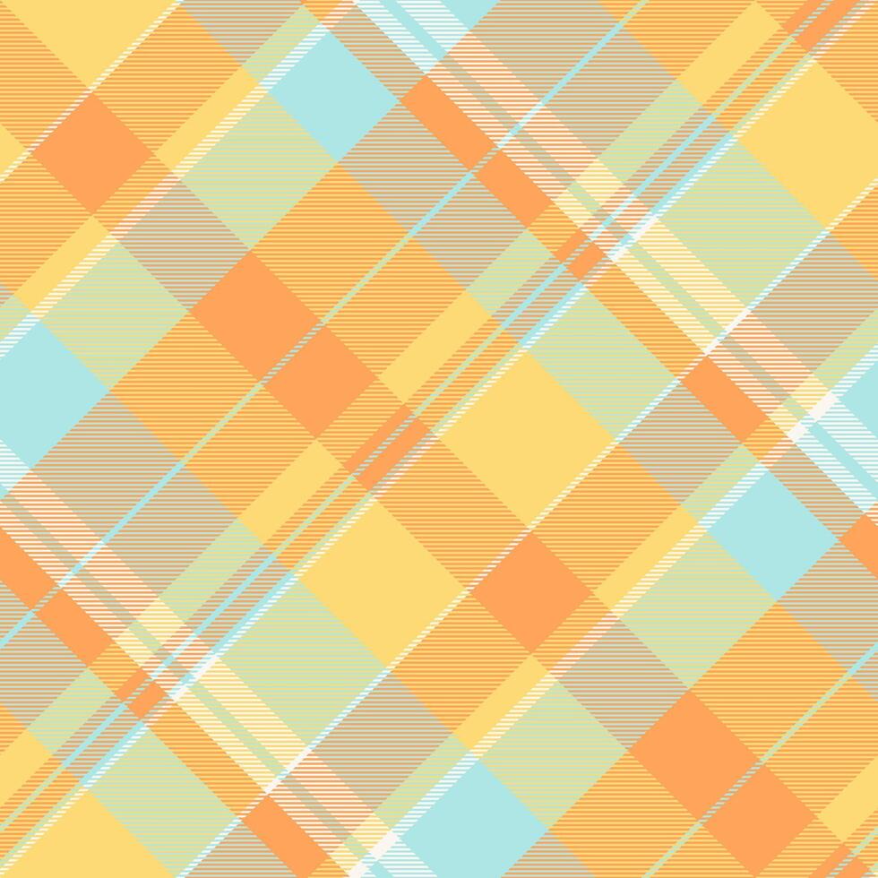 Honey check fabric textile, beautiful background texture pattern. Complexity tartan seamless plaid in orange and amber colors. vector