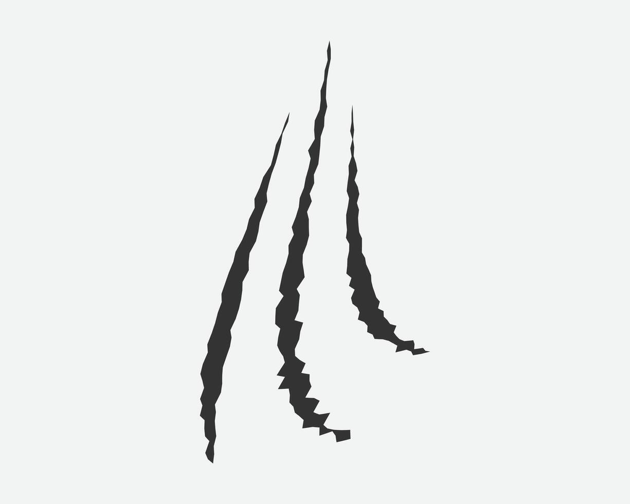 Claws scratches, animal monster mark design element, tattoo and decor for halloween. Black silhouette. vector