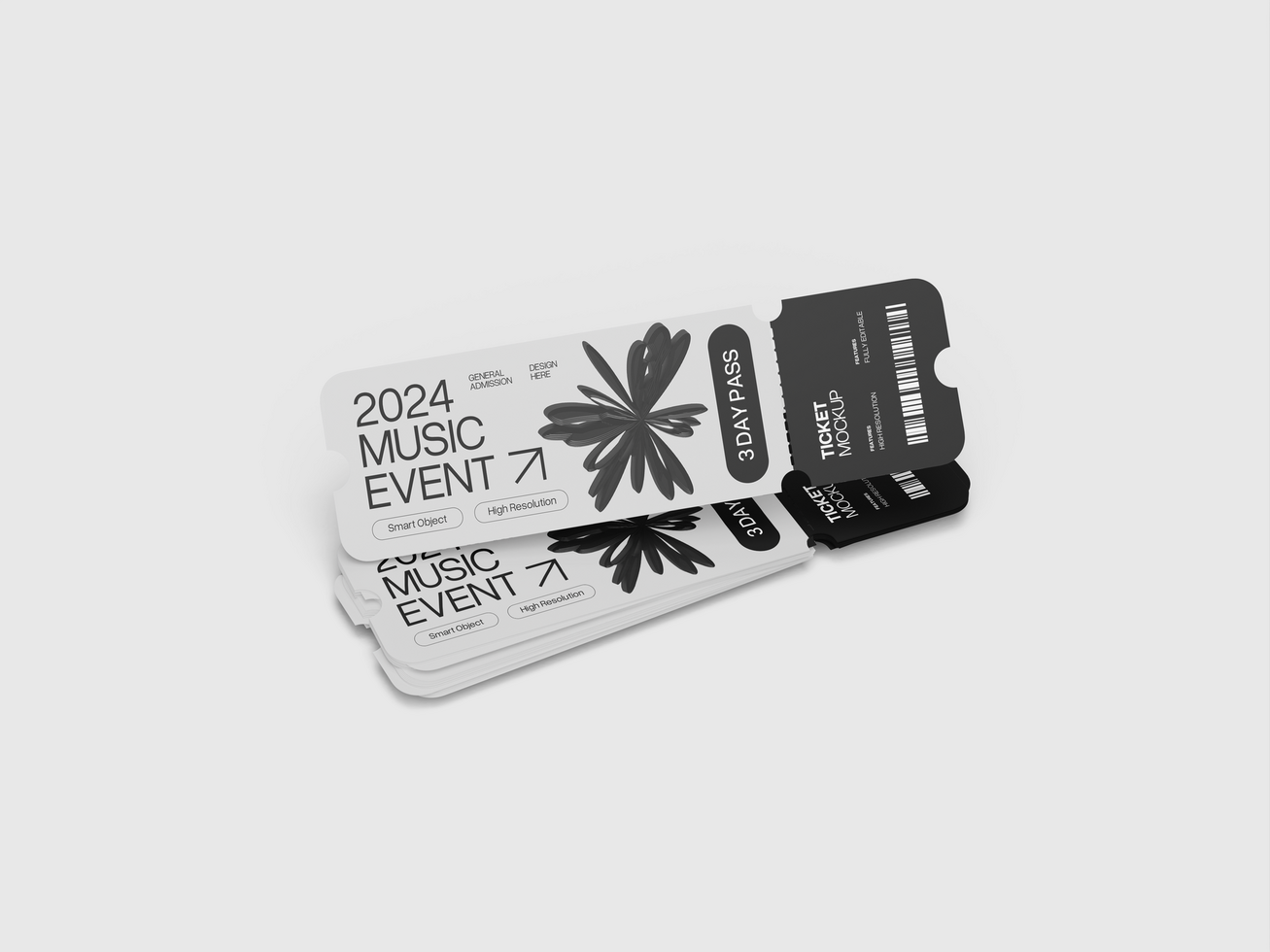 Ticket Mockup 3D Render psd
