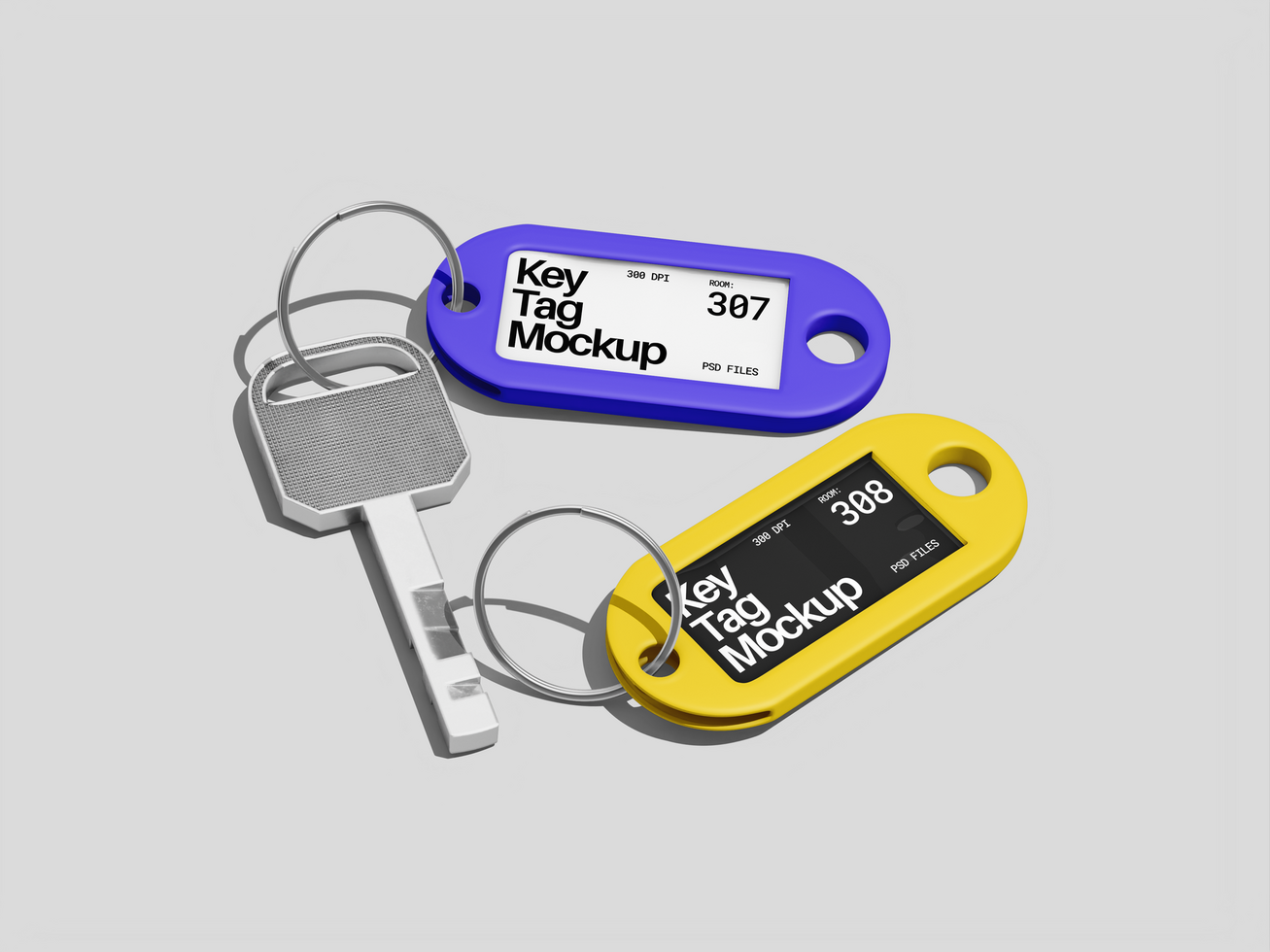 Two Keychain Mockup 3D Render psd
