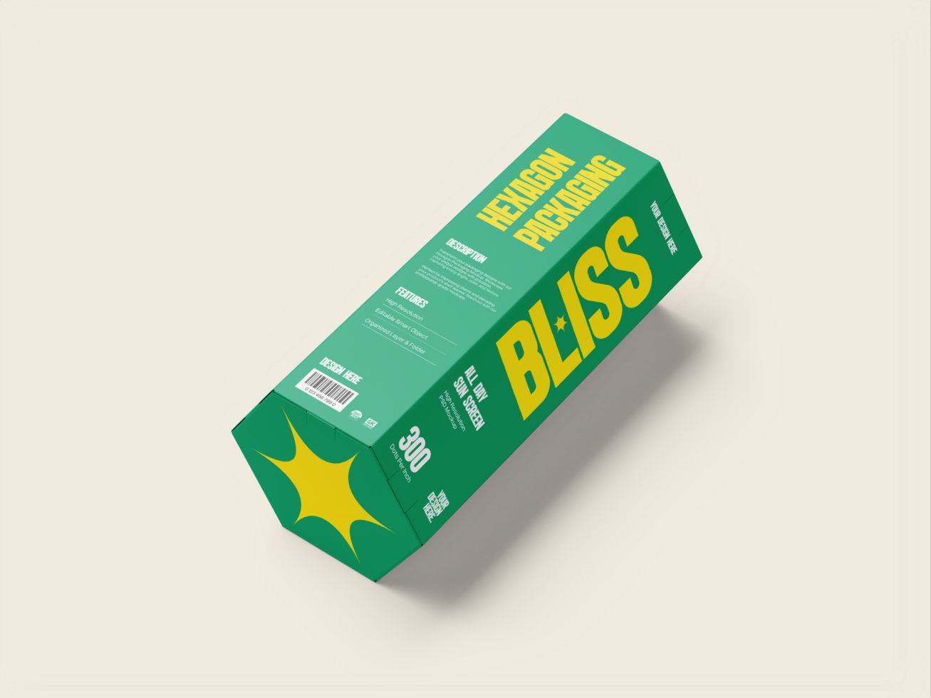 Hexagon Box Mockup 3D Render psd