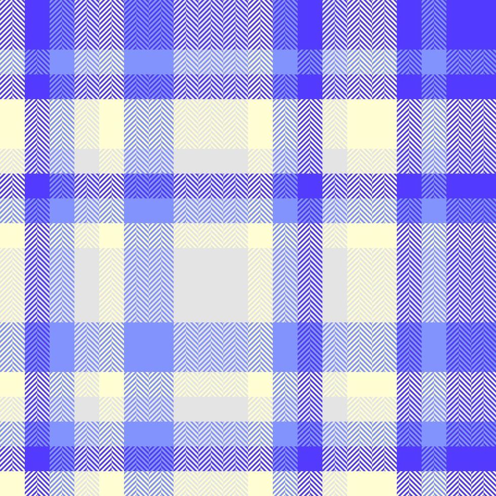 Softness fabric background texture, summertime tartan textile. Repeating seamless plaid pattern check in indigo and lemon chiffon colors. vector