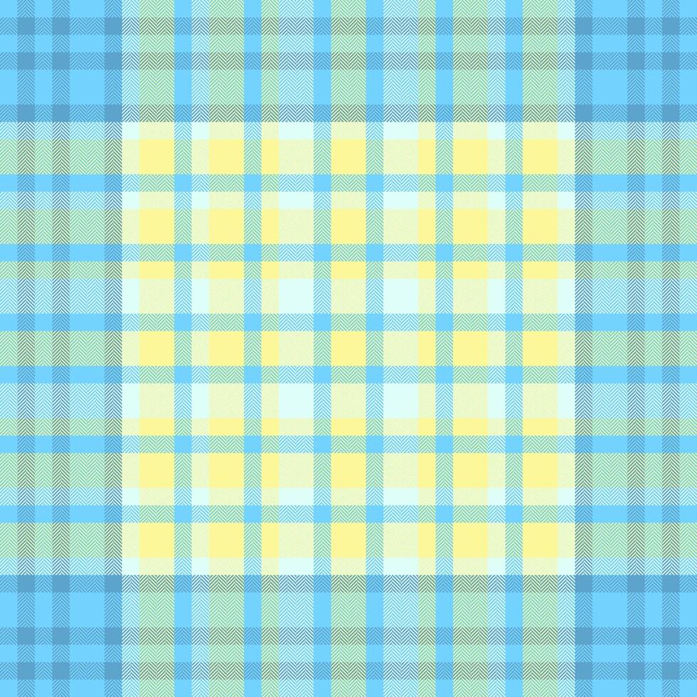 Delicate tartan pattern , graphical texture plaid background. Goose textile seamless fabric check in cyan and yellow colors. vector