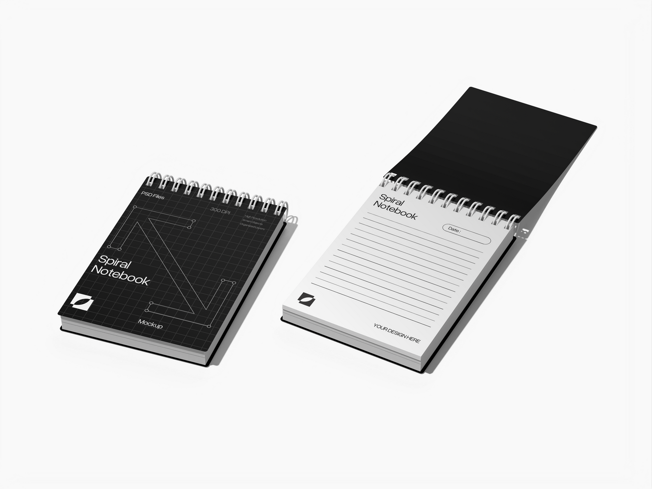 Realistic Spiral Ring Notebook Mockup 3D Render psd