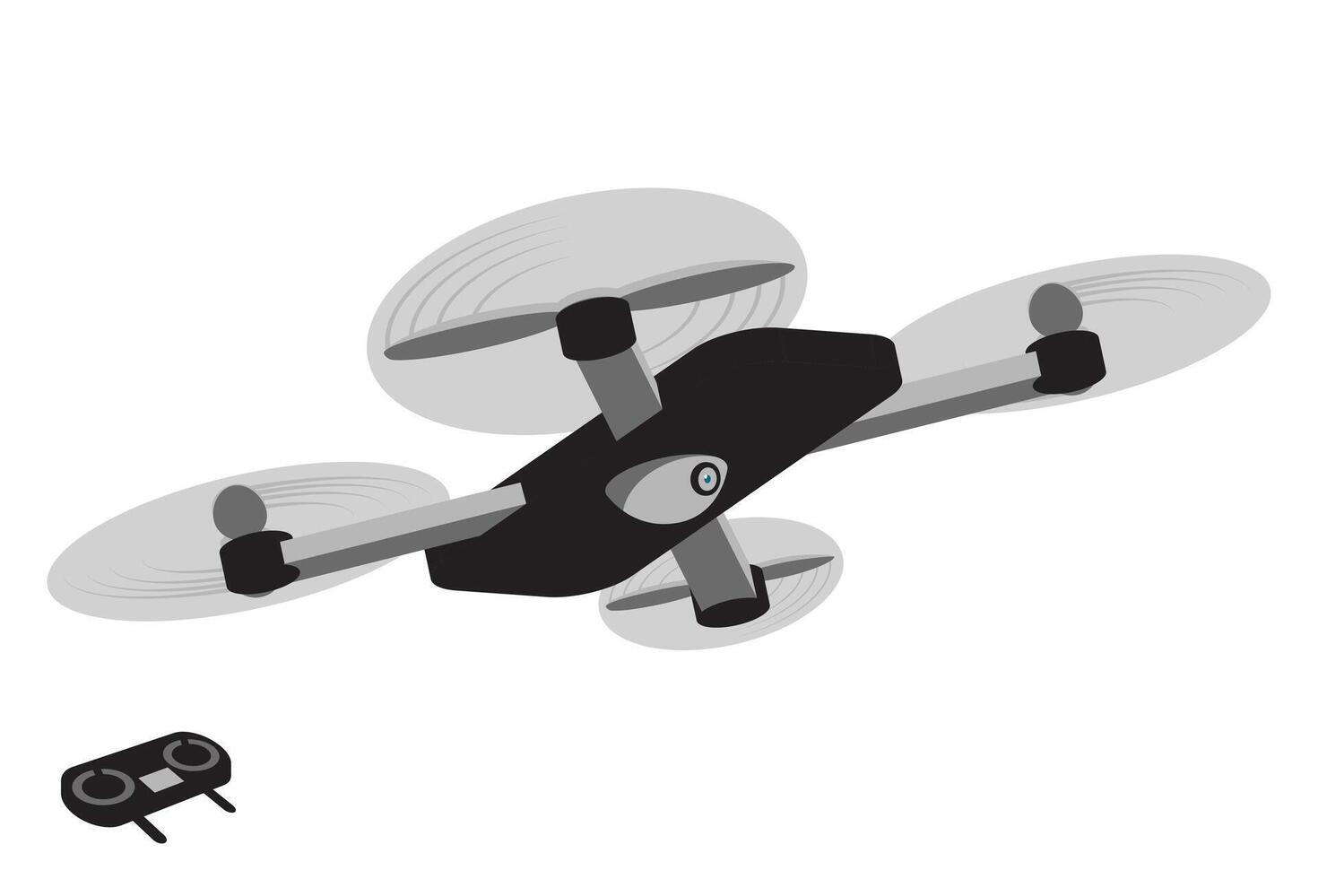 Flying drone with a camera. illustration in flat style. vector