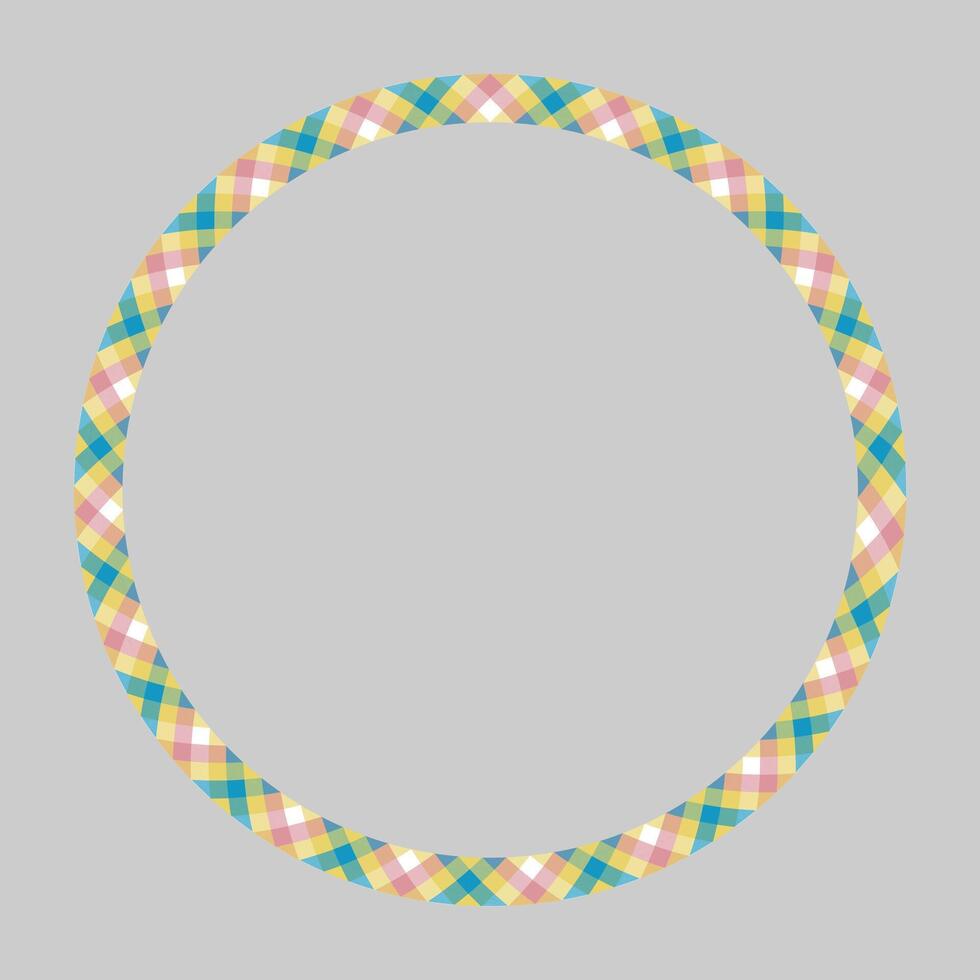 Circle borders and frames . Round border pattern geometric vintage frame design. Scottish tartan plaid fabric texture. Template for gift card, collage, scrapbook or photo album and portrait. vector