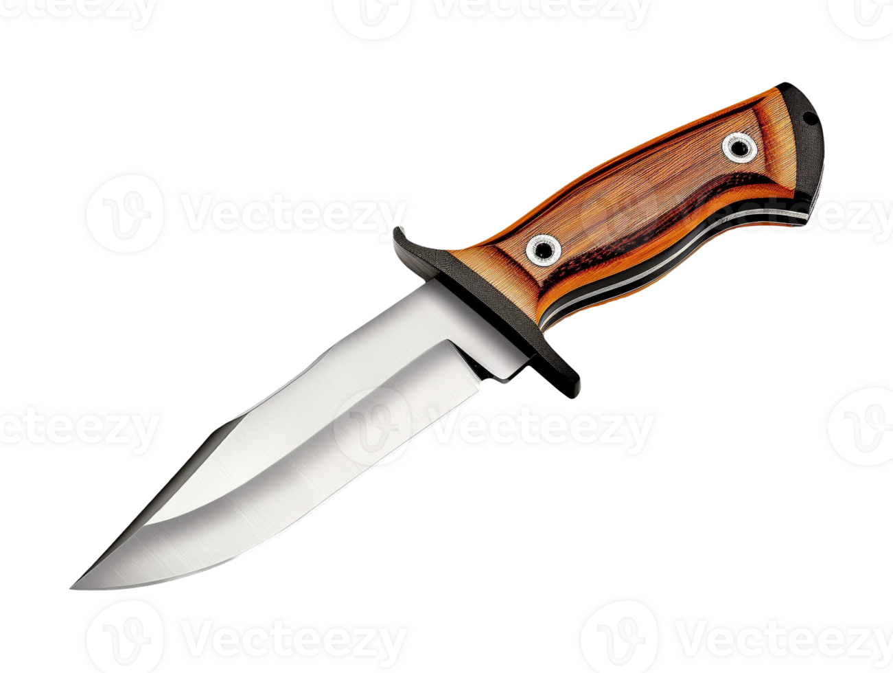 A sharp knife with a wooden handle on a transparent background png