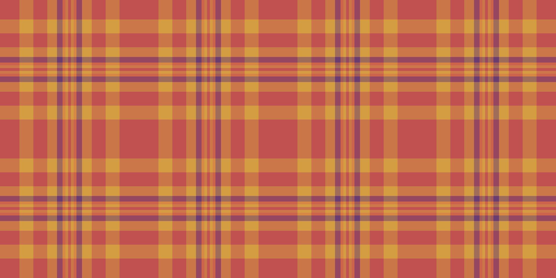 India fabric texture plaid, napkin seamless pattern. Funky textile check background tartan in orange and red colors. vector