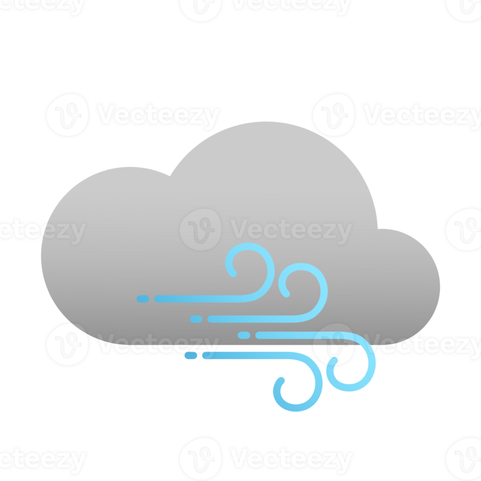 Cute gradient weather illustration, dark cloud and wind png