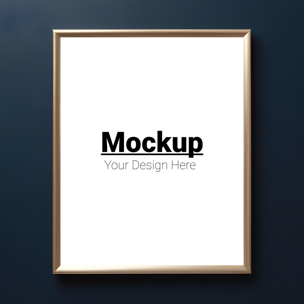 Gold frame mockup on dark blue background psd