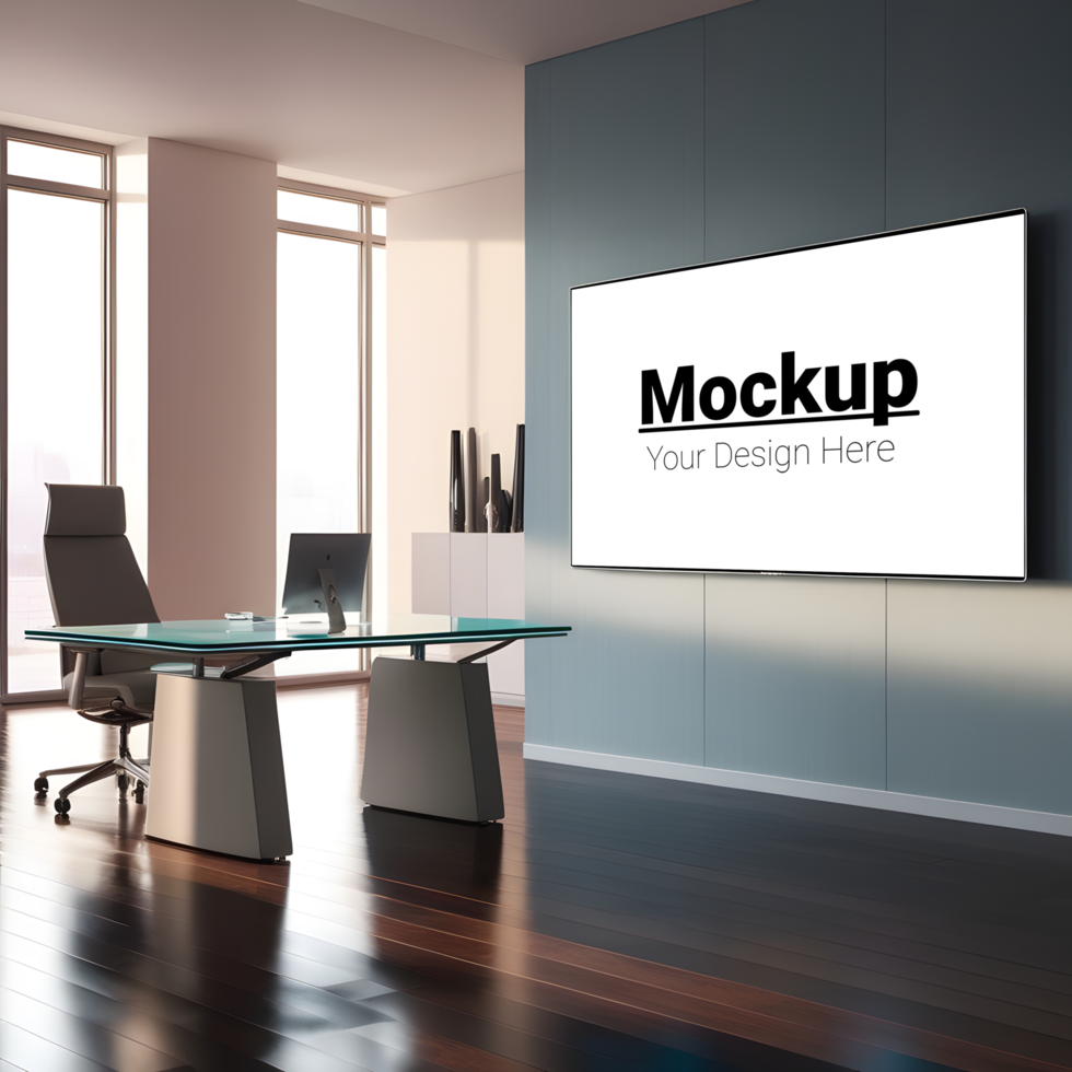 Modern Conference Room Mockup with Sleek Office Setup psd