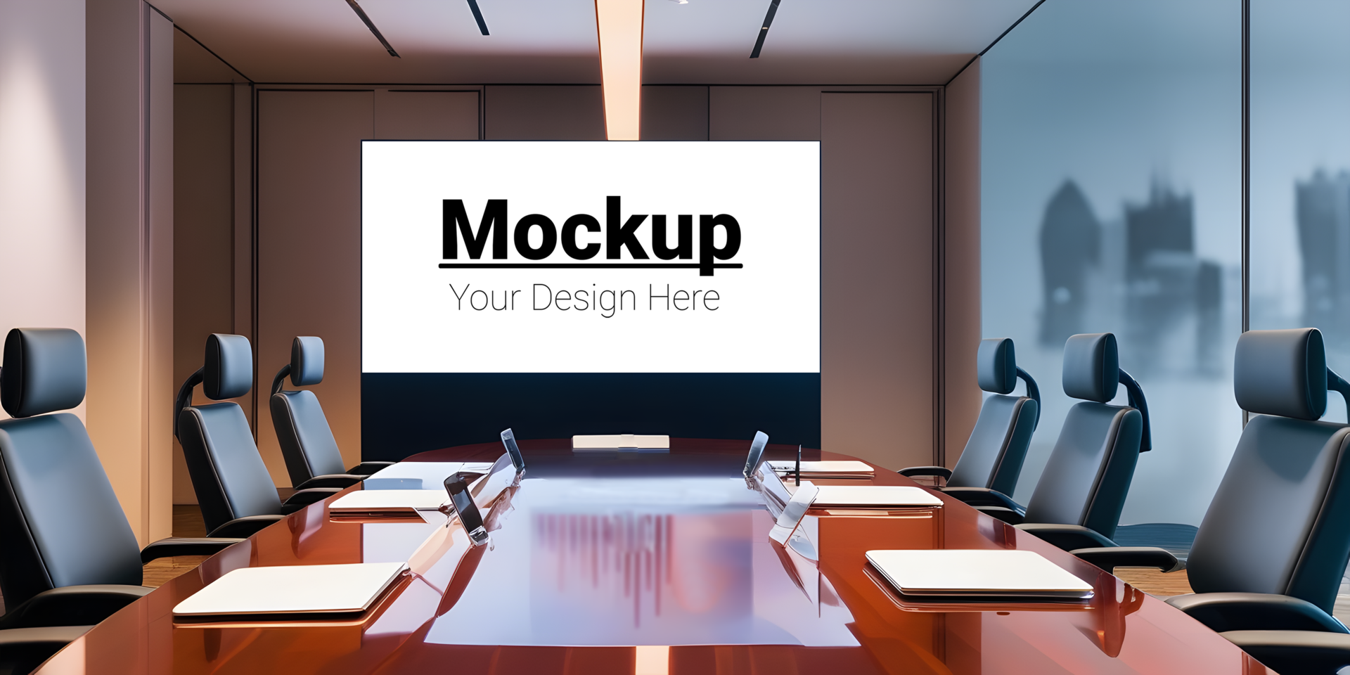 Polished Office Conference Room Setup Mockup for Your Design psd