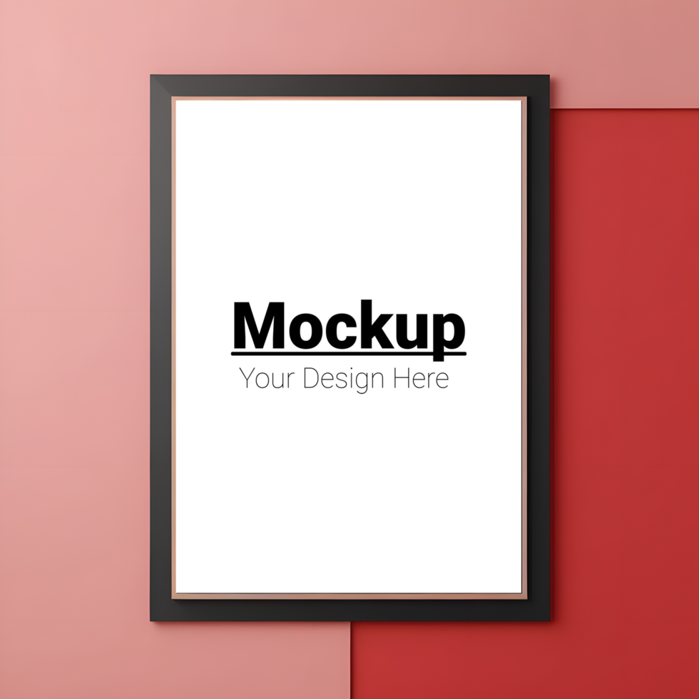 Frame Layout Mockup on Red Background for Custom Artwork psd