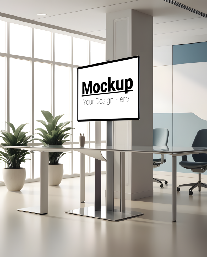 Modern Office Conference Space Mockup for Digital Displays psd