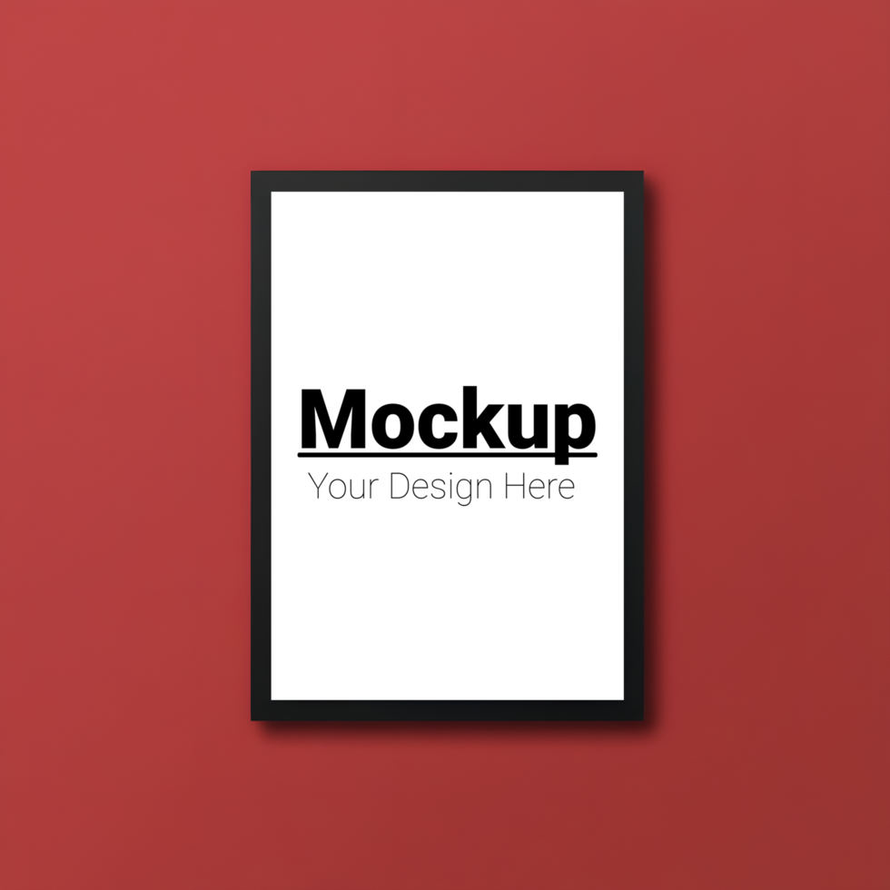 Rectangular Frame Mockup with Red Background for Design psd