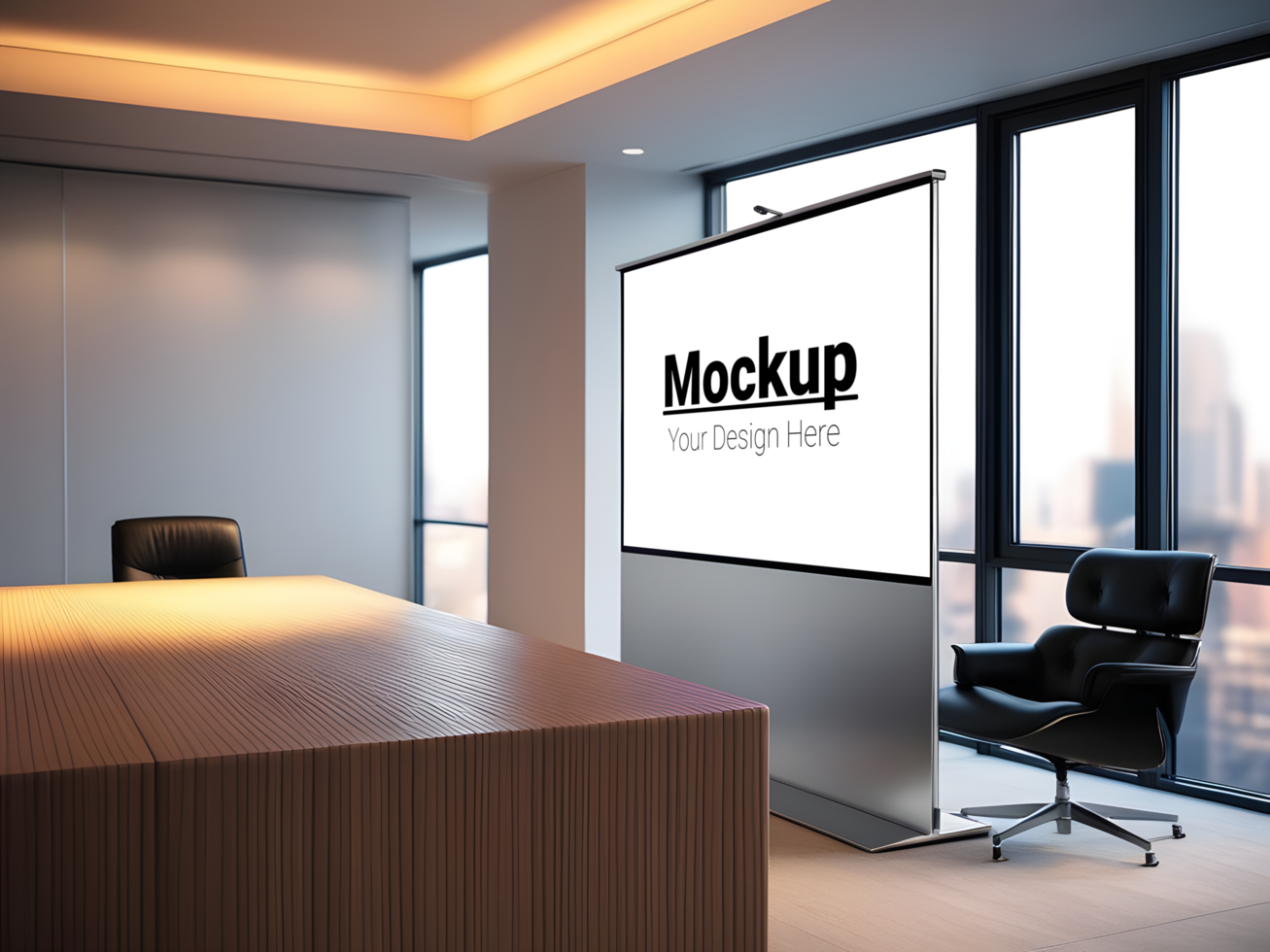 Clean and Modern Conference Room Setup Mockup for Office Designs psd