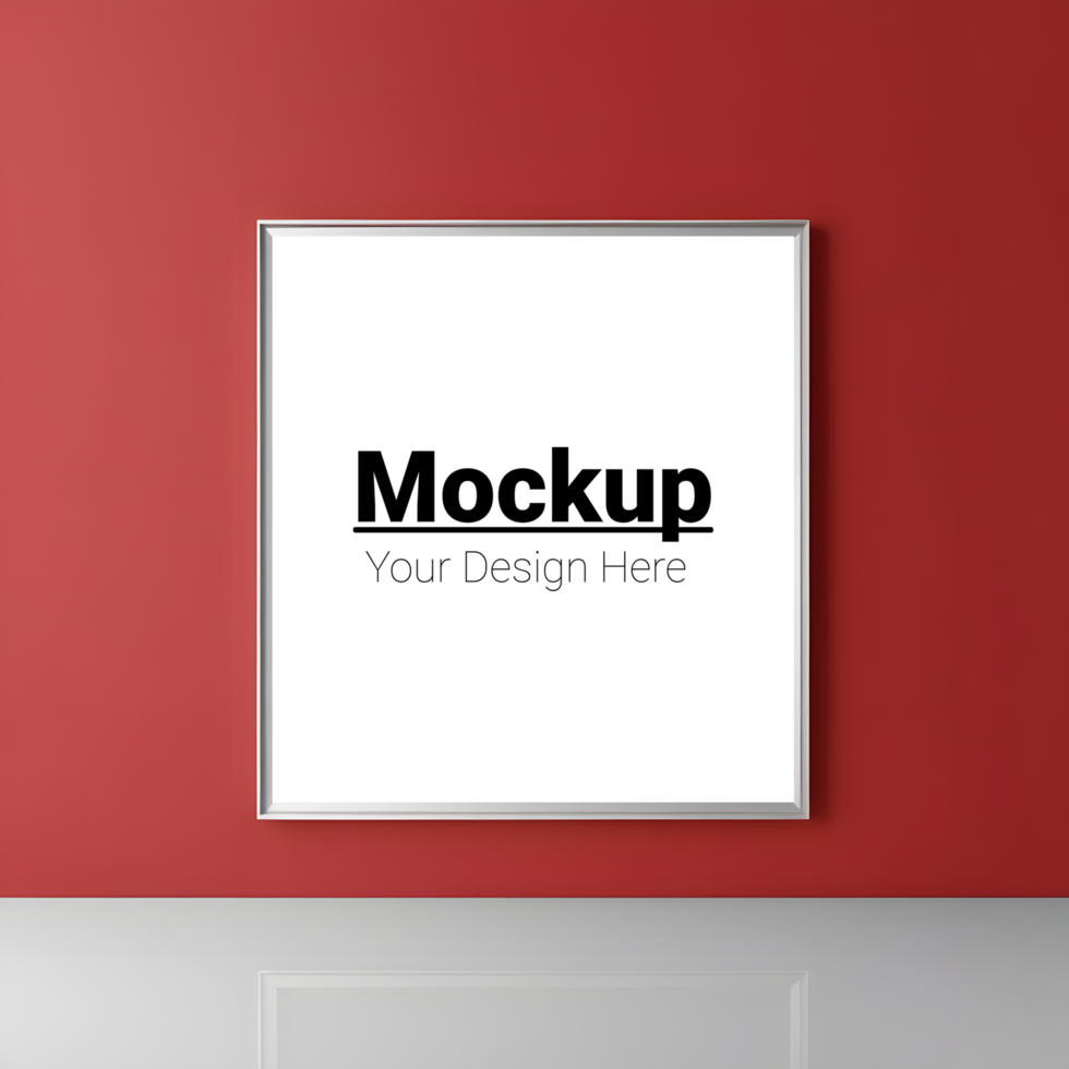 Classic Frame Mockup on Red Background for Your Artwork psd