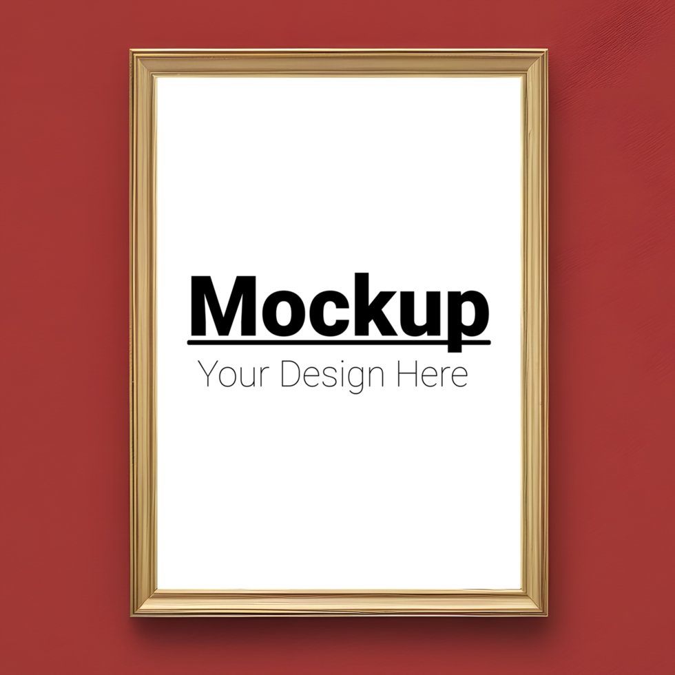 Customizable Frame Mockup on Red Background for Design Placement psd