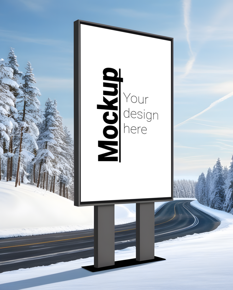Snowy Landscape Billboard Display for Winter Advertisements psd