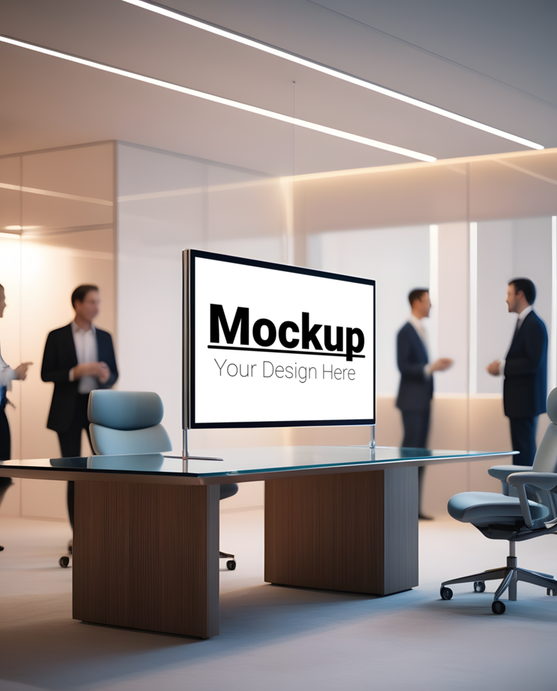 Office Conference Room Display Mockup with Modern Touch psd