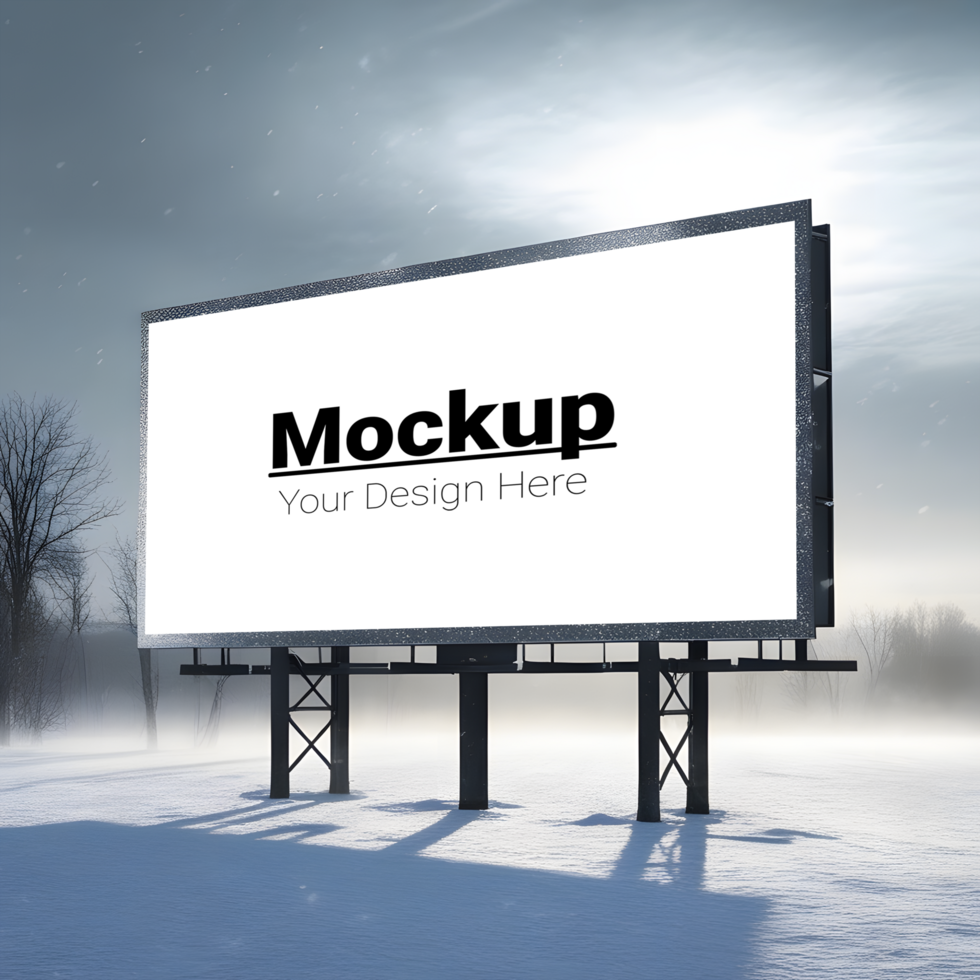 Simple Billboard Layout with Snowy Winter Landscape psd