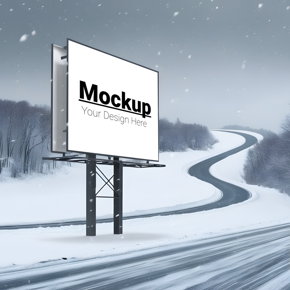 Billboard Mockup in Scenic Snow-Covered Landscape psd