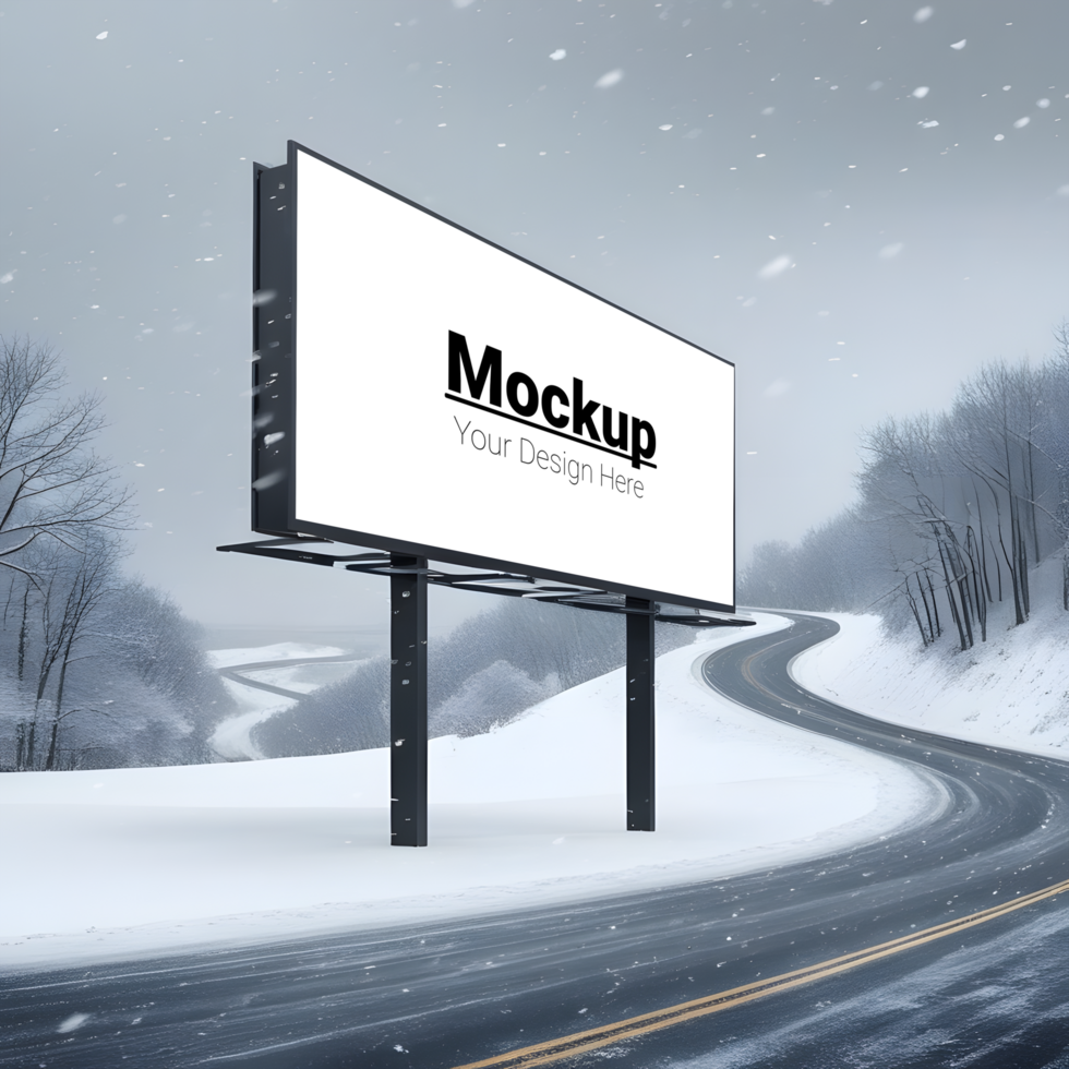 Outdoor Billboard Mockup in Snowy Winter Landscape psd