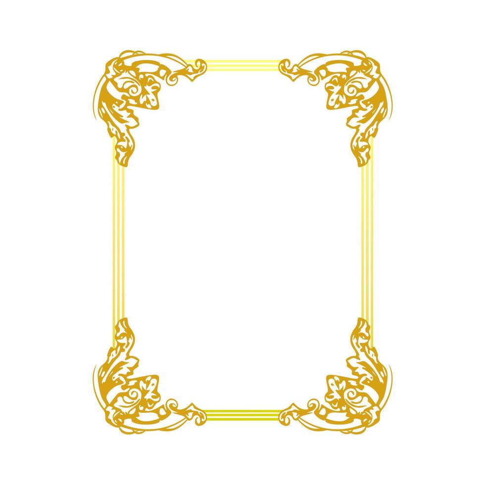 vintage gold frame with decorative ornaments vector